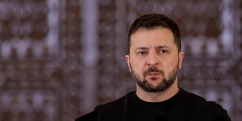 Președintele ucrainean Volodimir Zelenski face declarații de presă la Palatul Cotroceni alături de omologul român, Klaus Iohannis, în București. FOTO Inquam Photos / Octav Ganea